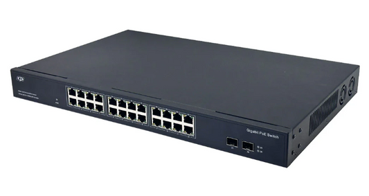 24-Port Gigabit 375W PoE+ Switch + 2-Port SFP Uplink - Desktop/Rack Mount - Unmanaged - 1U - IEEE 802.3at/af