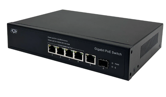 4-Port Gigabit 120W PoE+ Switch + 1-Port RJ45 Uplink + 1-Port SFP - Desktop - Unmanaged - IEEE 802.3at/af